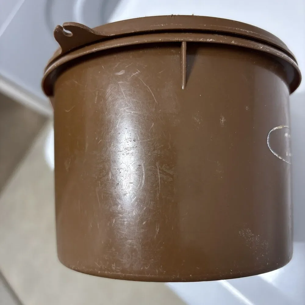Vintage Tupperware Brown Coffee Canister with Lid – 1970s Retro Kitchen Storage